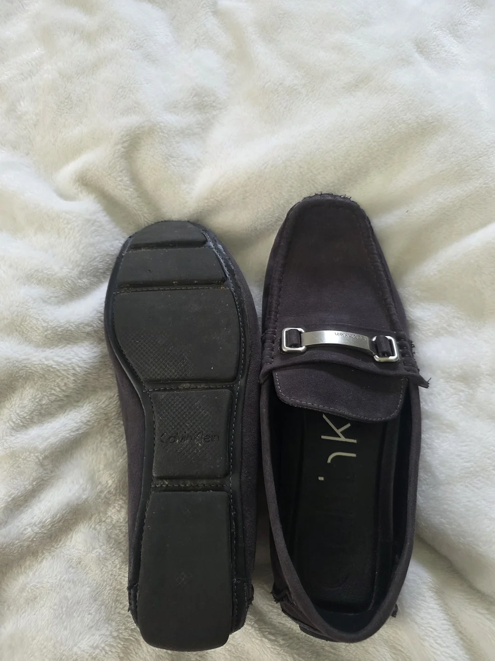 Calvin Klein Men's Dark Grey Suede Moccasin Loafers